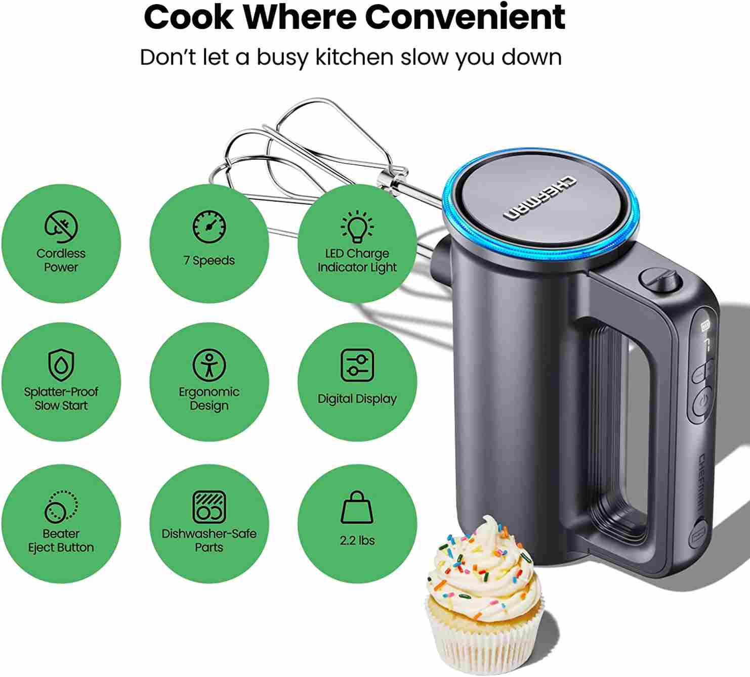 Chefman Cordless Hand Mixer