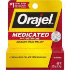 ORAJEL PAIN RELIEF GEL 0.25 OZ REGULAR ADULT