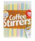 CROWN COFFEE STIRRER 500CT ASSORTED STRIP COLORS