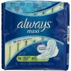 ALWAYS MAXI PADS 14CT OVERNIGHT WITH WINGS SIZE 4